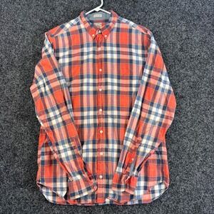 J Crew Mens Long Sleeve Genuine Indian Madras Plaid Button Down Shirt Size LT